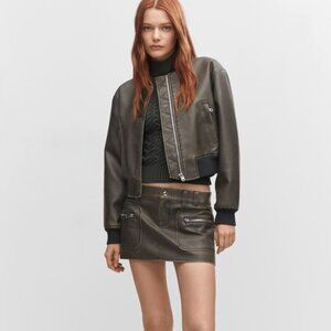 Mango Worn-effect bomber jacket NWT